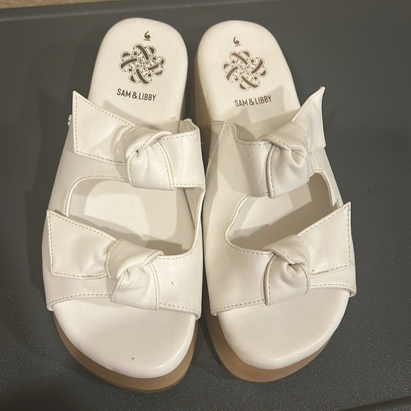 Sam & Libby Indie White Knot Platform Sandals Y2K Boho Retro Size 6 - Picture 11 of 16